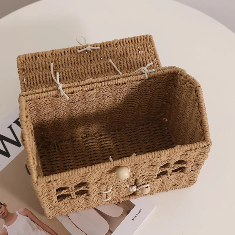 Femlion Woven Hut Bag – Stylish Hand-Held Straw Basket for Chic Outings