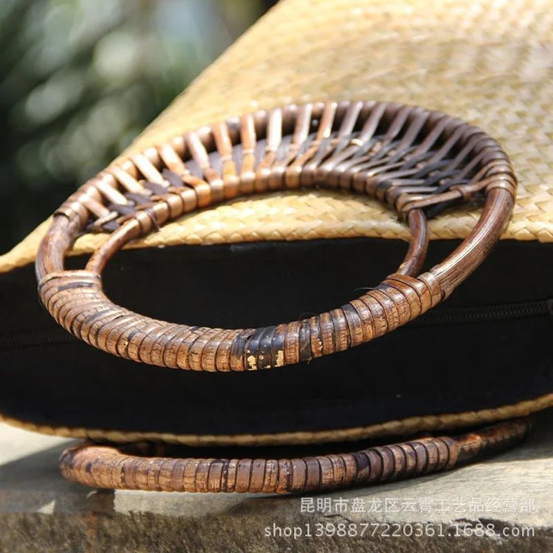 Femlion Rattan Bucket Bag - Vintage Handbag & Straw Purse