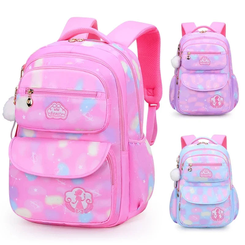 Femlion Pink Girl Children Backpack School Bag, Kawaii Cute Waterproof Primary Class Kit.