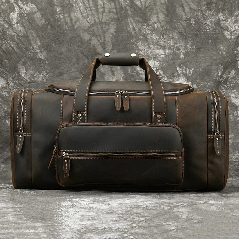 Femlion Men's Large Leather Travel Duffle Bag Weekender Handbag