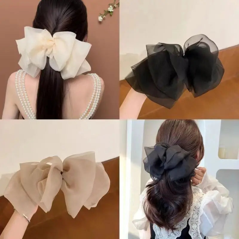 Femlion Chic Bowknot Hair Clip Barrette for Women - Large Super Soft Headwear