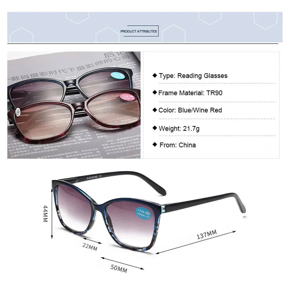 Femlion Brown Lens Floral Sun Reading Glasses for Women, Diopter +1.0 to +4.0