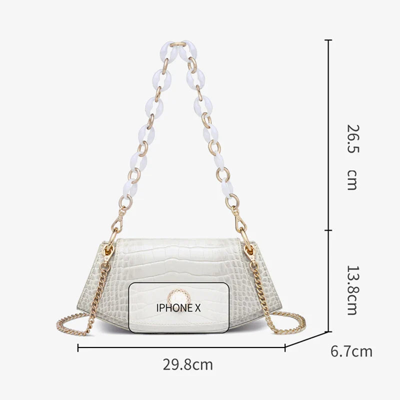 Femlion Luxury Leather Chain Shoulder Bag for Women