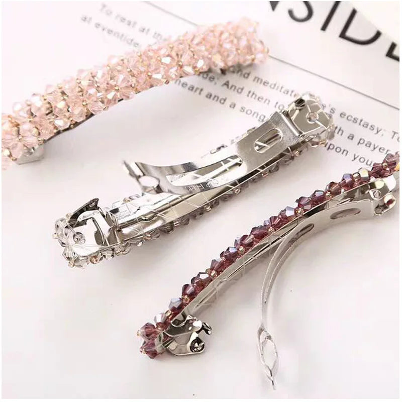 Femlion Crystal Spring Hair Clips - Elegant Rhinestone Barrettes for Women and Girls