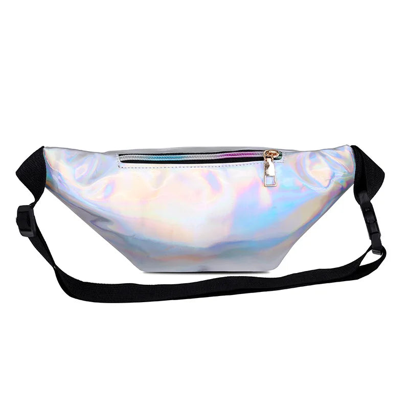 Femlion Holographic PU Leather Waist Bag Fanny Pack for Women and Men