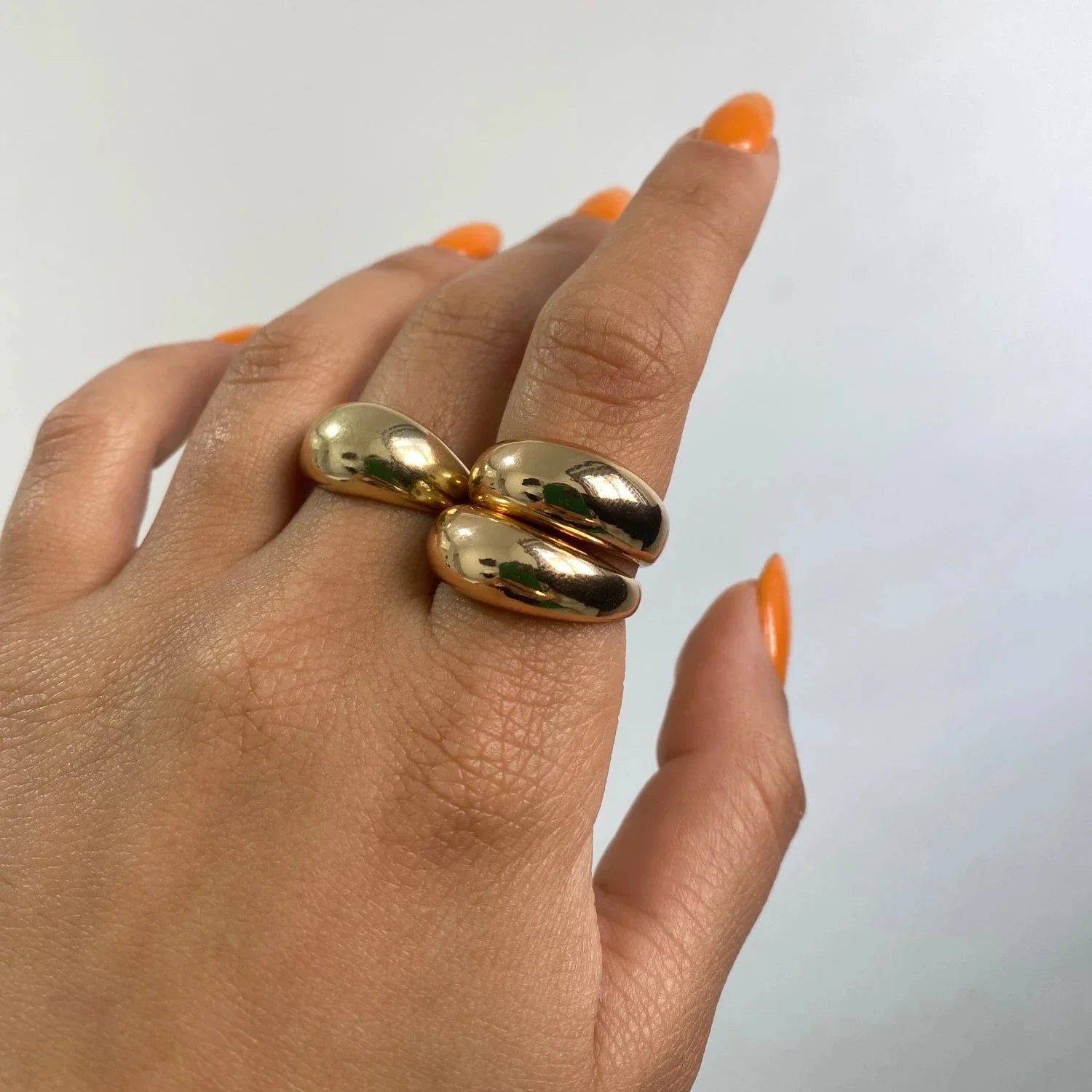 Femlion Geometric Gold Chunky Rings: Trendy Minimalist Circle Stacks for Women