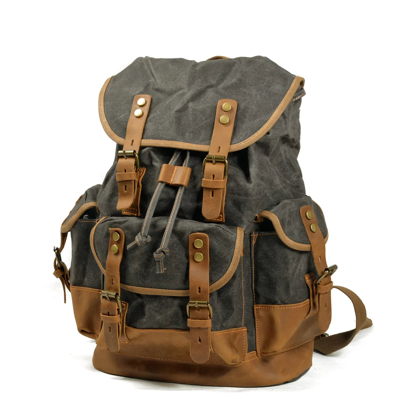 Femlion Waxed Canvas Backpack for Men: Vintage Leisure Rucksack Travel School Laptop Bag