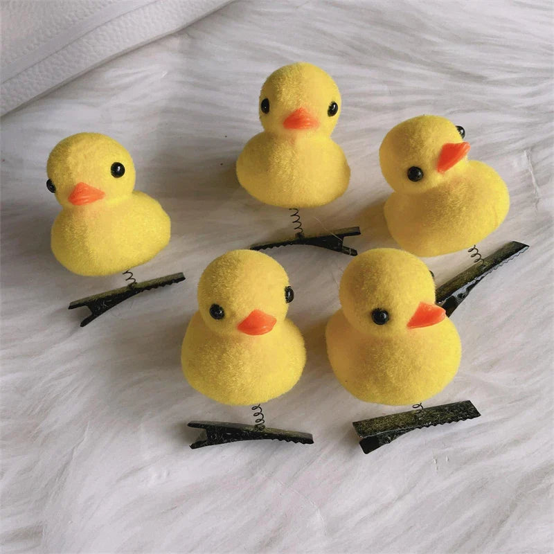 Femlion 10Pcs Yellow Chicken Duck Hairpin Clips Set for Stylish Hair Accessorizing