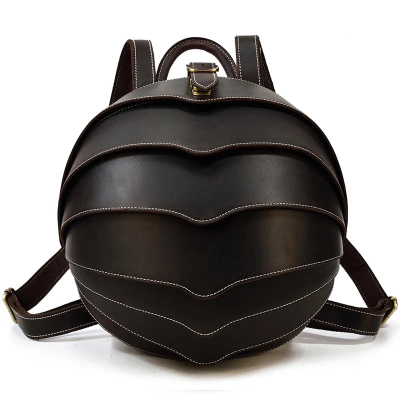 Femlion Beetle Backpack: Vintage Crazy Horse Leather, Anti-theft Designer Bagpack