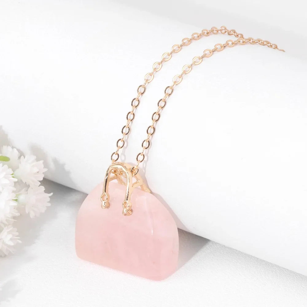 Femlion Crystal Bag Pendant Necklace for Women