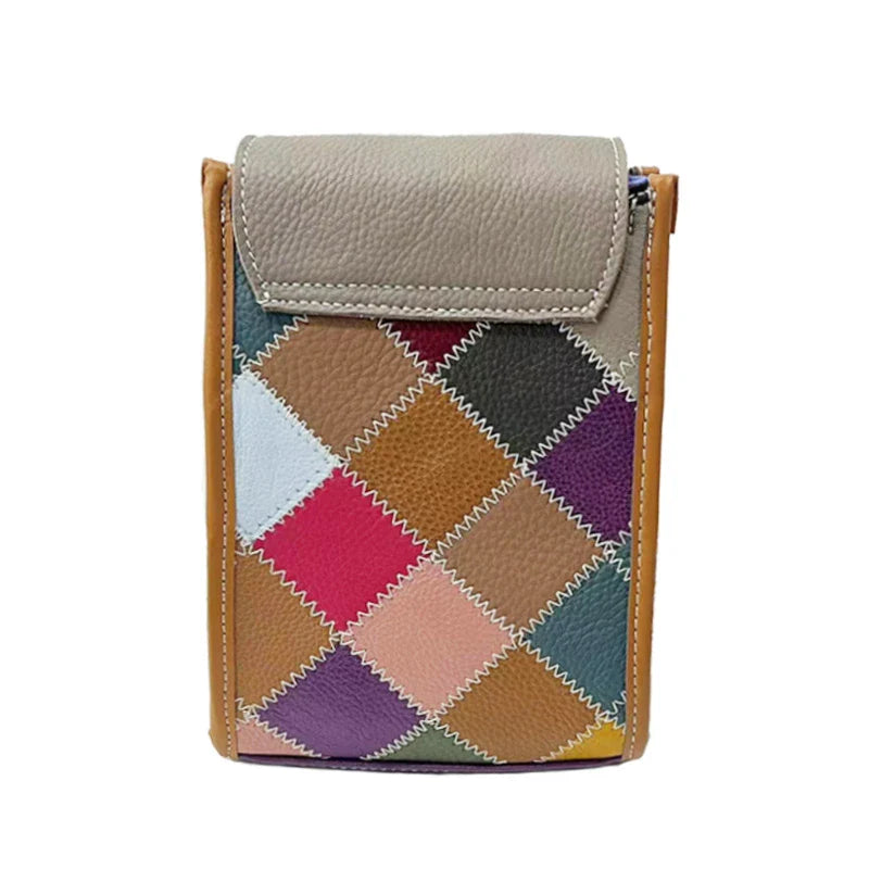 Femlion Genuine Leather Colorful Crossbody Bag for Women