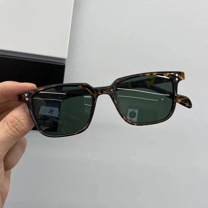 Femlion Dark Green Square Sunglasses Man Shades Vintage Designer Sun Glasses