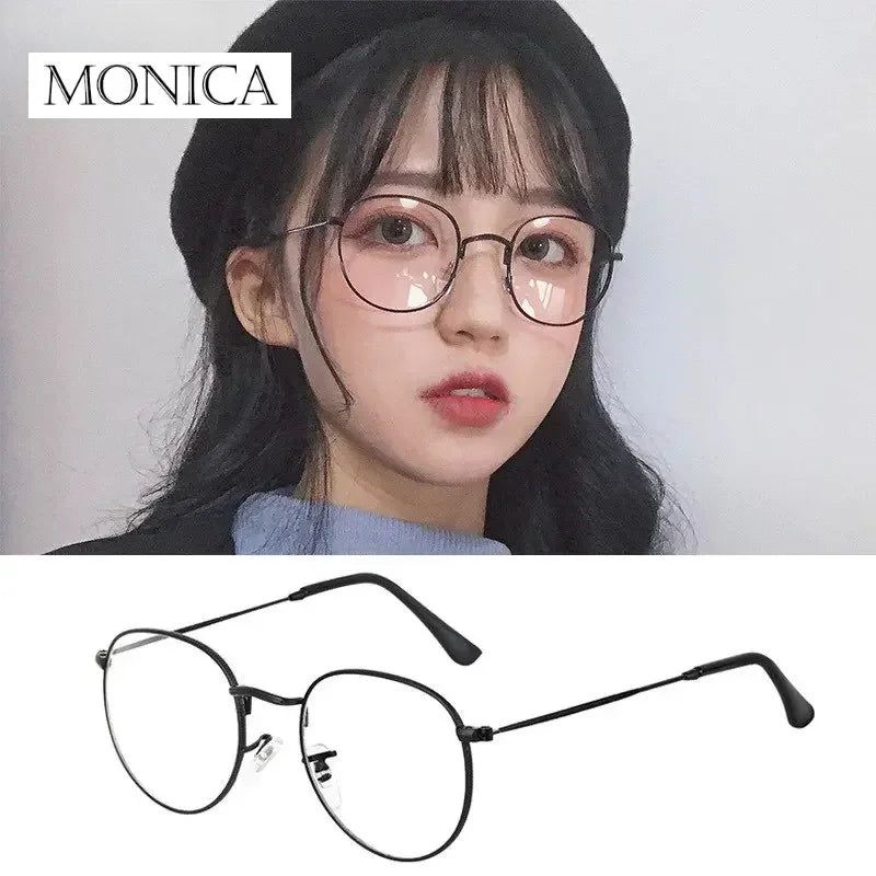 Femlion Round Metal Reading Glasses Diopters 0 to +4.0 for Women Men