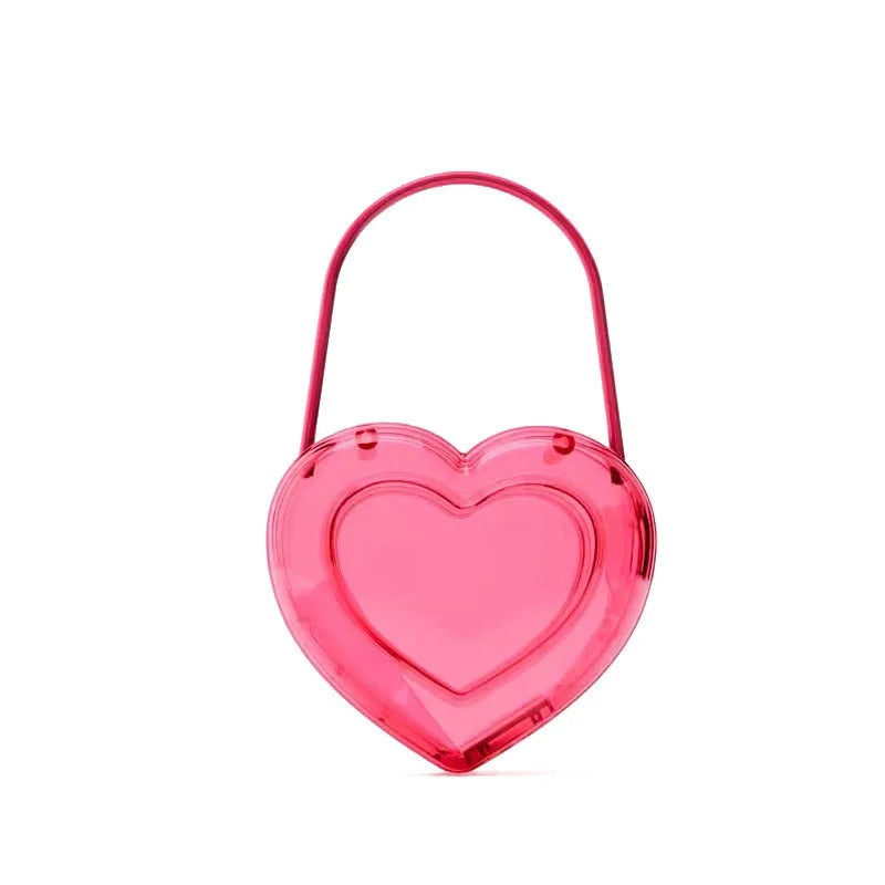 Femlion Clear PVC Love Hearts Handbag for Stylish Women