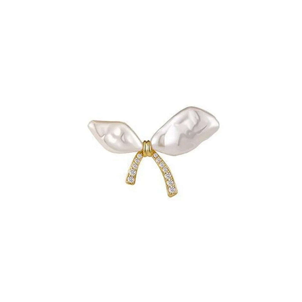 Femlion Elegant Pearl Bow Brooch - Rhinestone Bow Tie Pin