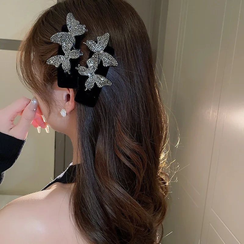 Femlion Rhinestone Butterfly Hair Clip for Women - Fashion Side Clip