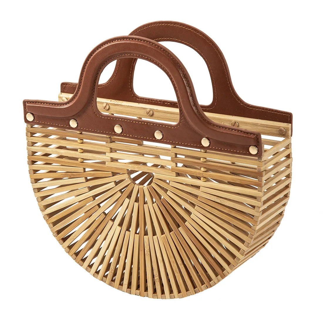 Femlion Bamboo Beach Bag - Hand-Woven Grass Women's Handbag