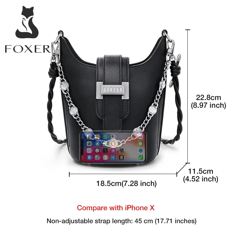 Femlion Shining Leather Diamond Crossbody Evening Bucket Bag Women's Fashion Handbag