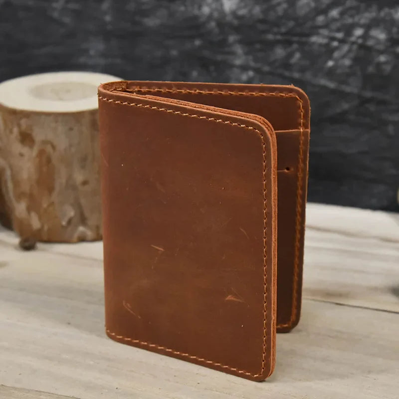 Femlion Leather Passport Wallet Card Holder Bifold Short Wallet for Men Women