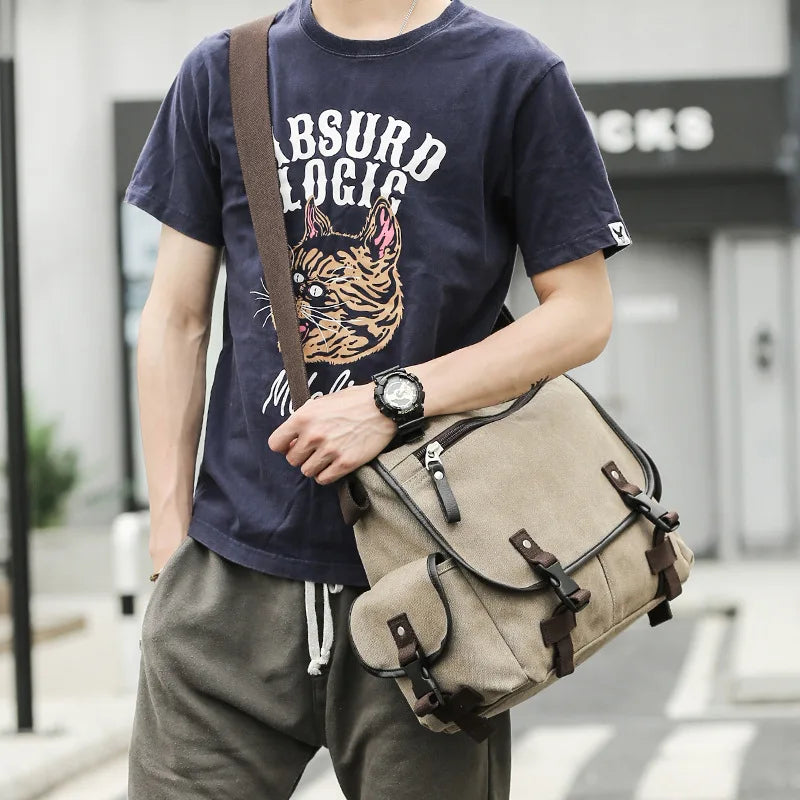 Femlion Canvas Casual One Shoulder Bag for Men