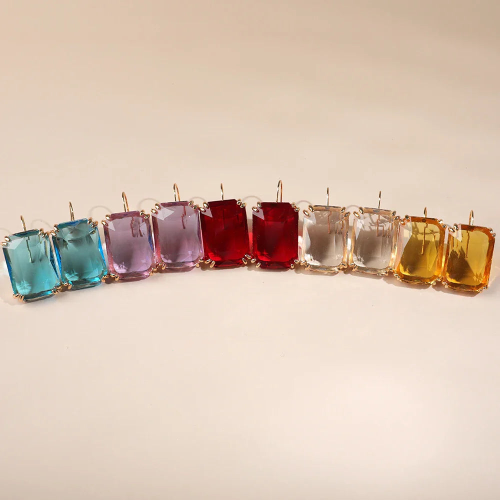 Femlion Geometric Square Resin Drop Earrings for Women