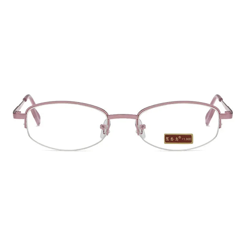 Femlion Metal Half Frame Reading Glasses Purple Diopters +1.0 to +4.0