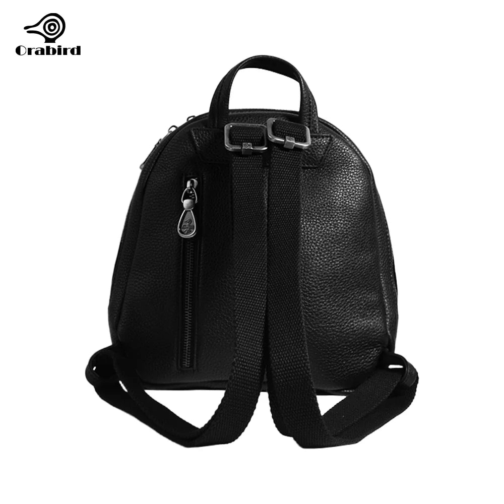 Femlion Soft Leather Urban Backpack for Women Vintage Double Zip Small Daypack