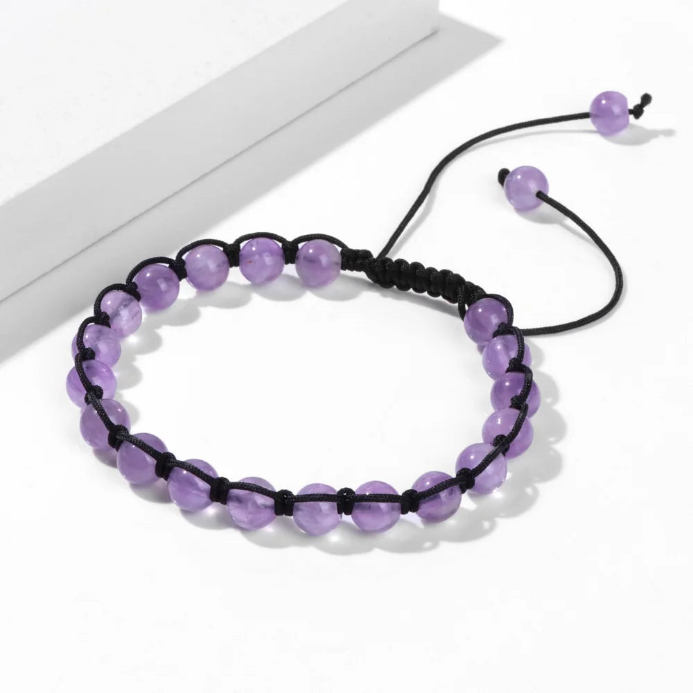 Natural Stone Beads Bracelets for Women by Femlion - Amethysts Citrines Balance Jewelry