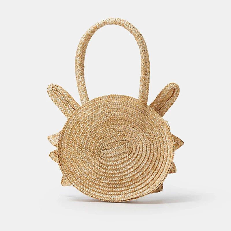 Femlion Cute Crab Straw Handbag for Girls