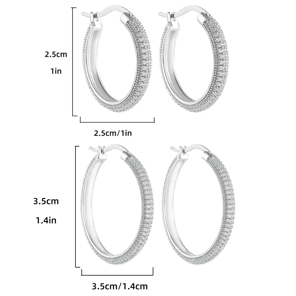 Femlion Silver CZ Hoop Earrings | Luxury Micro Pave Wedding Jewelry Gift