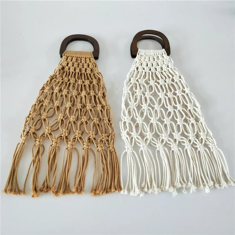 Femlion Straw Woven Tassel Beach Bag