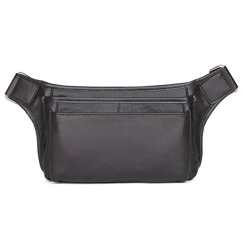 Femlion Leather Waist Bag for Men: Stylish Fanny Pack, Running Sling Bag in Black Coffee