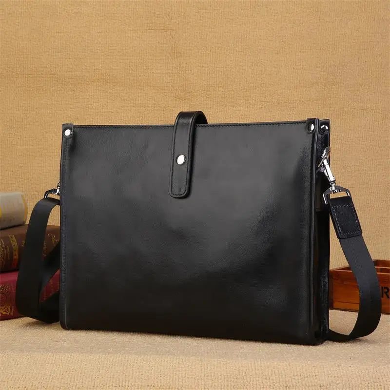 Femlion Men's Genuine Leather Business Envelope Shoulder Bag