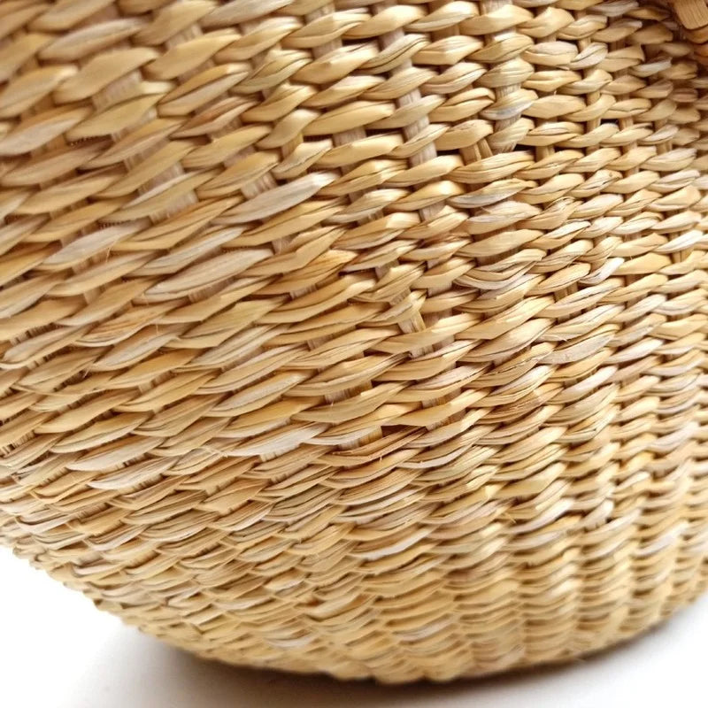 Femlion Straw Beach Handbag: Natural Grass Dumpling Bag for Summer