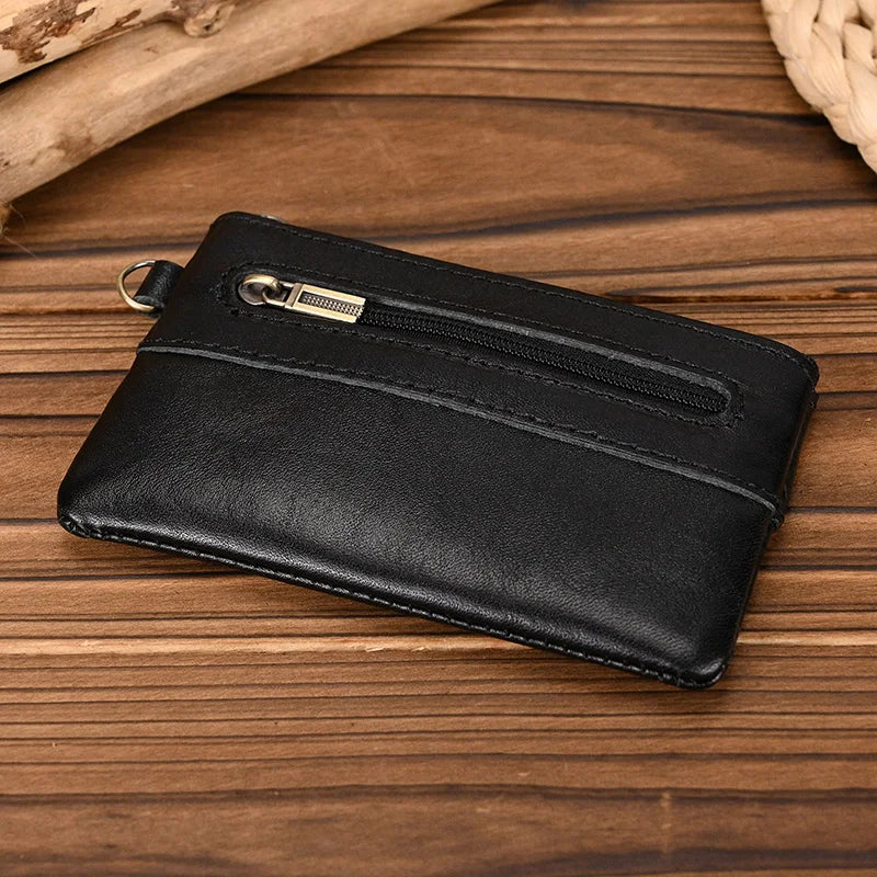 Femlion Genuine Leather Key Wallet Coin Purse Mini Wallets for Men Women