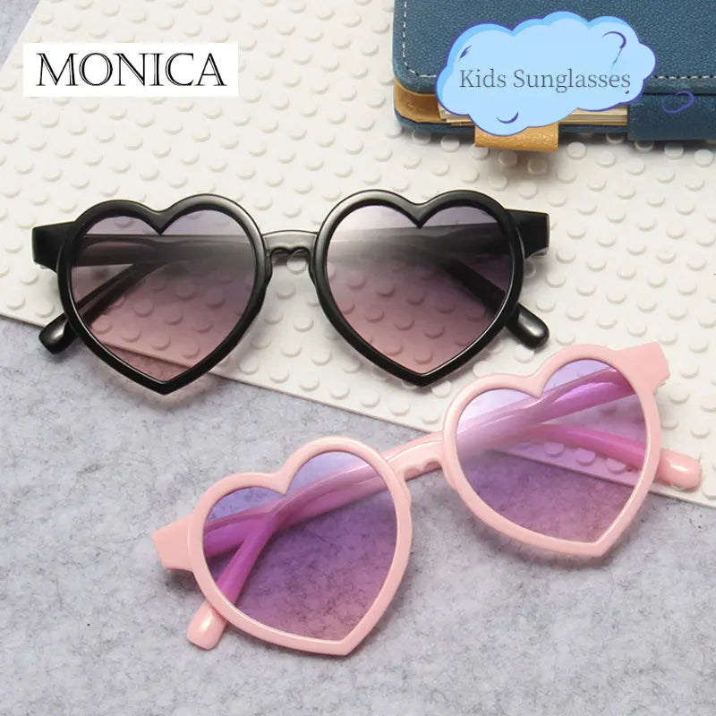 Femlion Kids Pink Candy Heart Sunglasses - Fashionable Korean Style Girls Eyeglasses