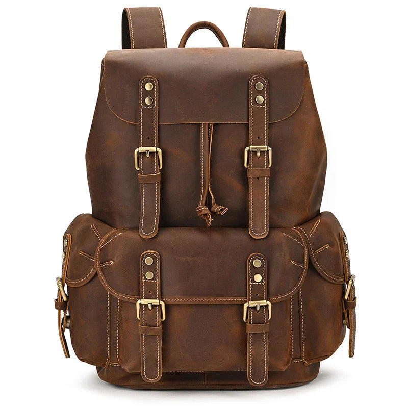 Men's Vintage Leather Backpack: Femlion Top Grade Fashion Bag Pack