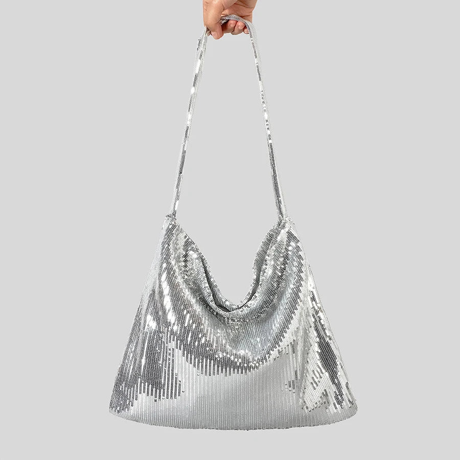 Femlion Sequins Tote Bag: Shinny Shoulder Handbag for Women, Summer Party Purses