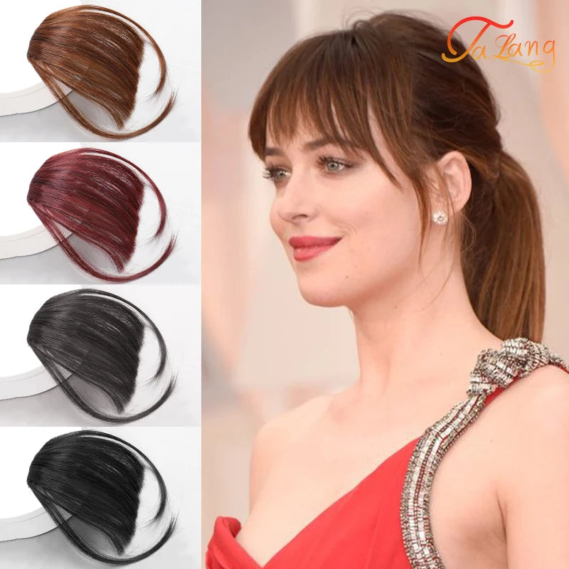 Femlion Synthetic Air Bangs Hair Piece Clip Extension in Black Brown Blonde for Girls