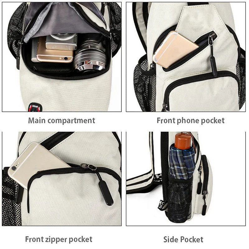 Femlion Waterproof Sling Chest Backpack Crossbody Shoulder Bag Male Female Banana Pocket