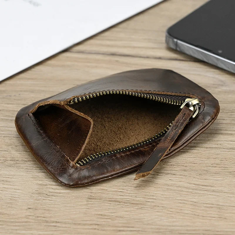 Femlion Genuine Leather Coin Wallet Mini Purse Card Holder for Men and Women