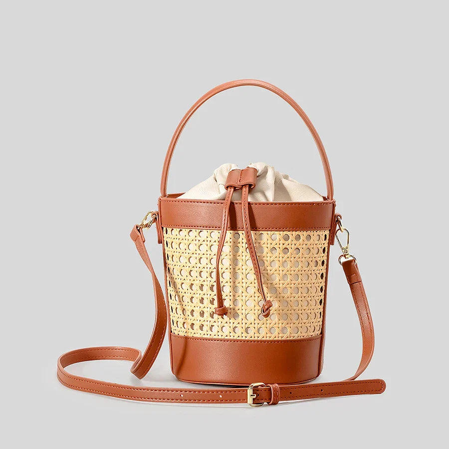 Femlion Luxury Woven Bucket Bag: Stylish Summer Handbag for Women