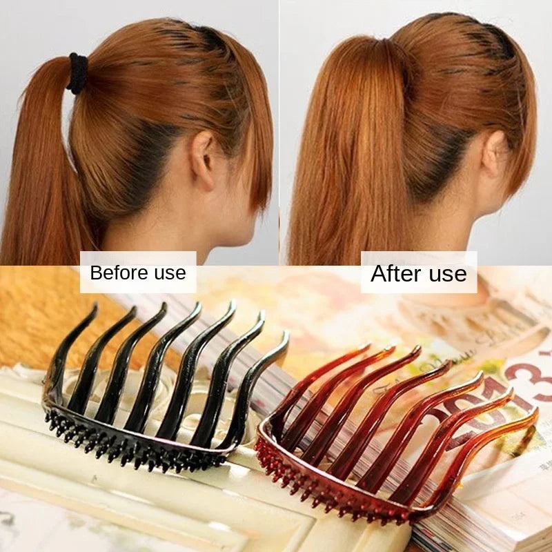 Femlion Fluffy Stick Bun Hairpin Women Hair Clip Bump Comb Barrette Hair Braiding Tool