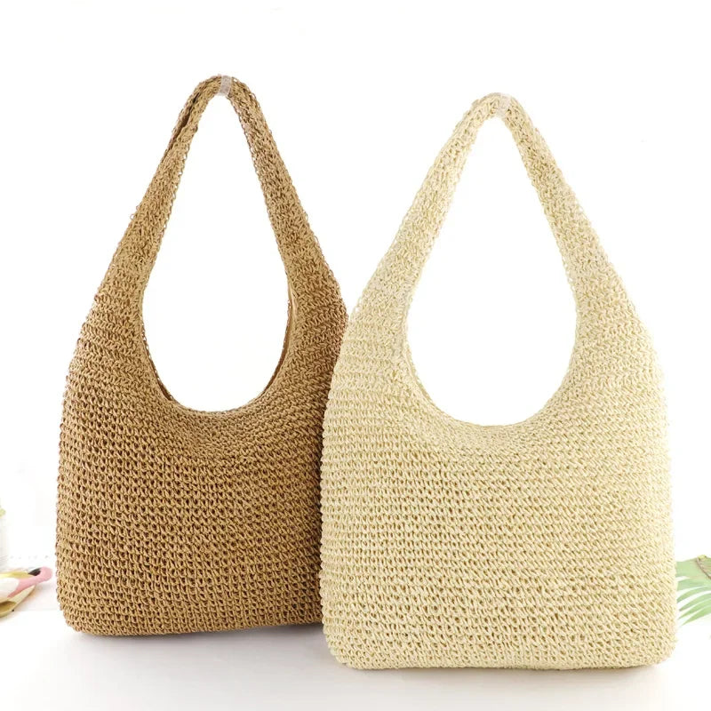 Femlion Straw Bag: Fashionable Woven Beach Handbag for Casual Style