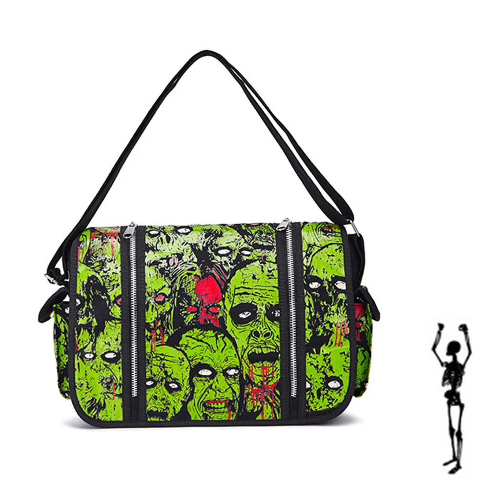 Femlion Gothic Zombie Ghost Luminous Shoulder Messenger Bag for Halloween Cosplay