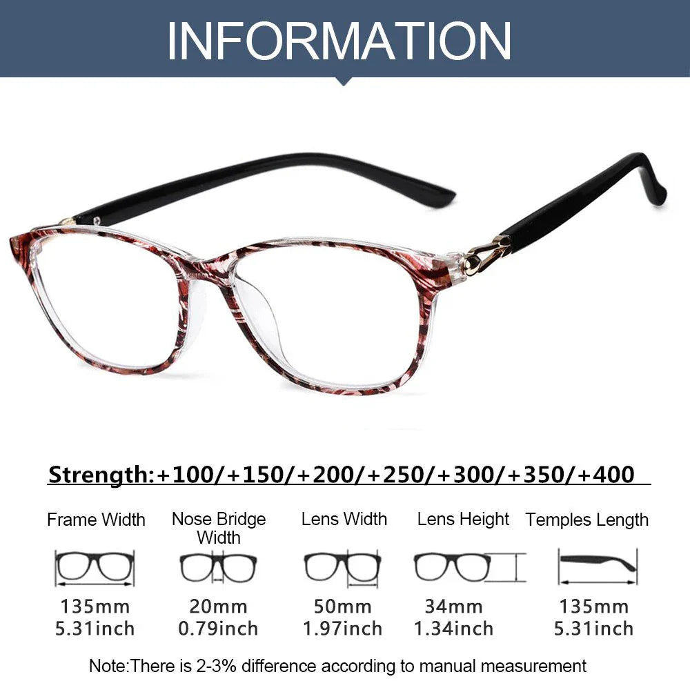 Femlion Fashion Round Printed Big Eyeglasses +1.0~4.0 Presbyopic Reading Glasses Men Women