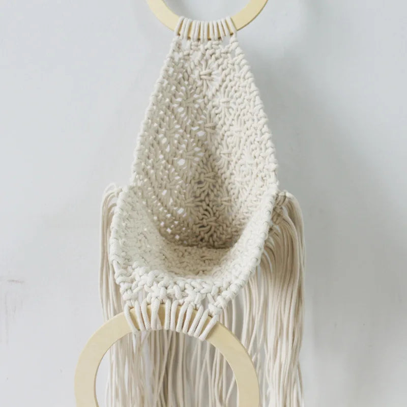 Femlion Diamond Tassel Straw Bag with Wooden Handle