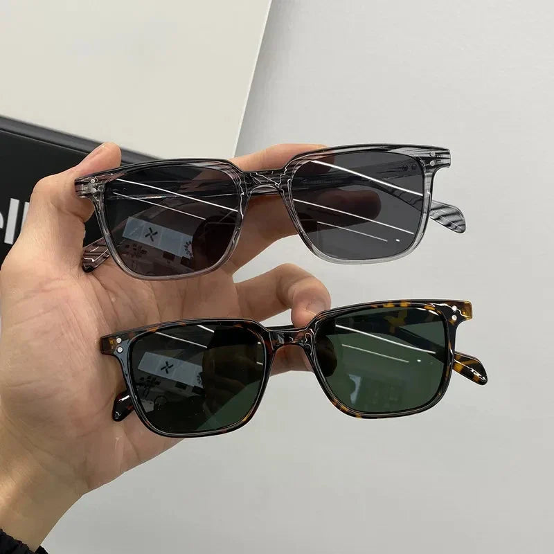 Femlion Dark Green Square Sunglasses Man Shades Vintage Designer Sun Glasses