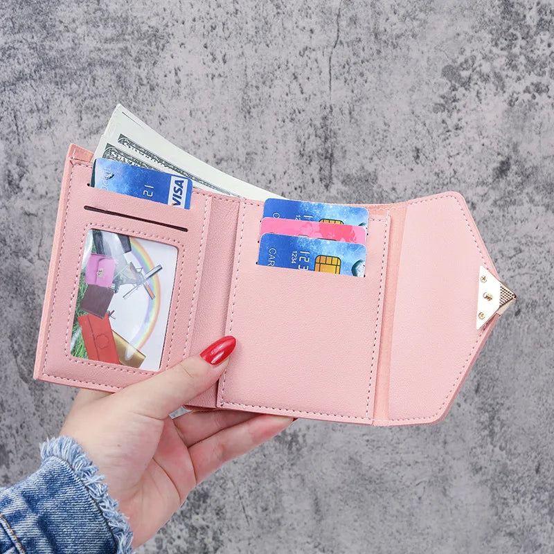 Femlion Mini Women's Wallet Cute Pink Business Card Holder Money Bag