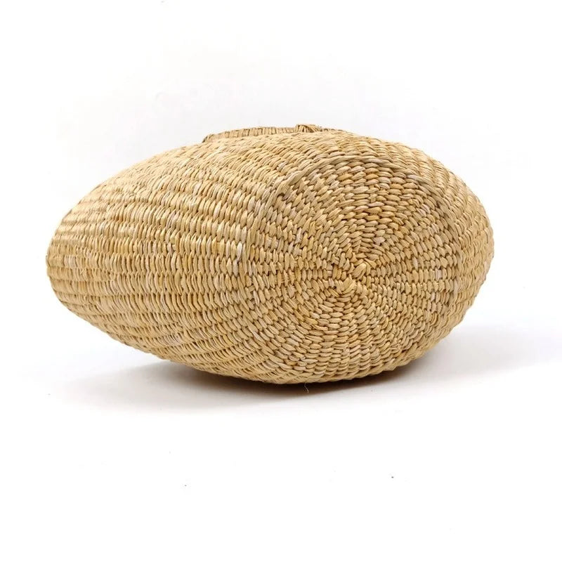 Femlion Straw Beach Handbag: Natural Grass Dumpling Bag for Summer